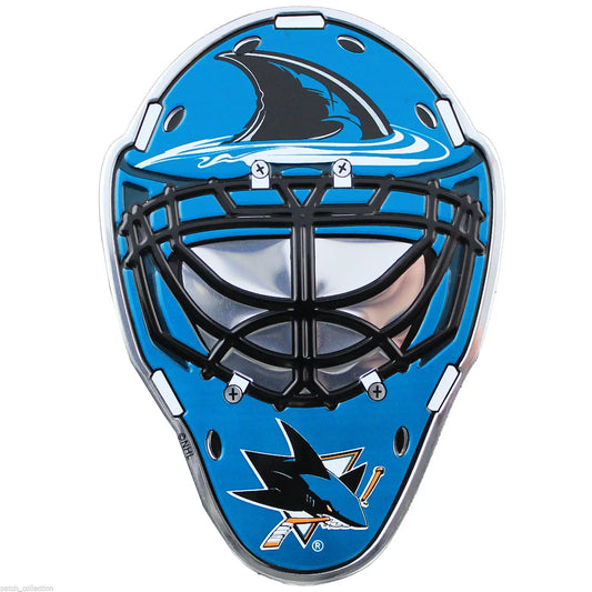San Jose Sharks Goalie Mask Colored Aluminum Car Auto Emblem 