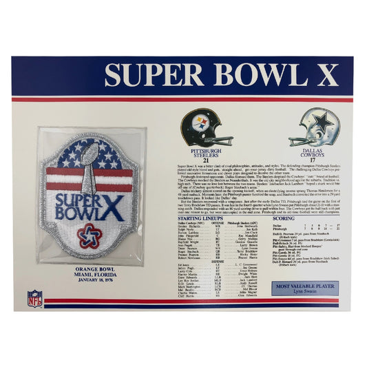 1976 NFL Super Bowl X Logo Willabee & Ward Patch (Dallas Cowboys vs. Pittsburgh Steelers) 