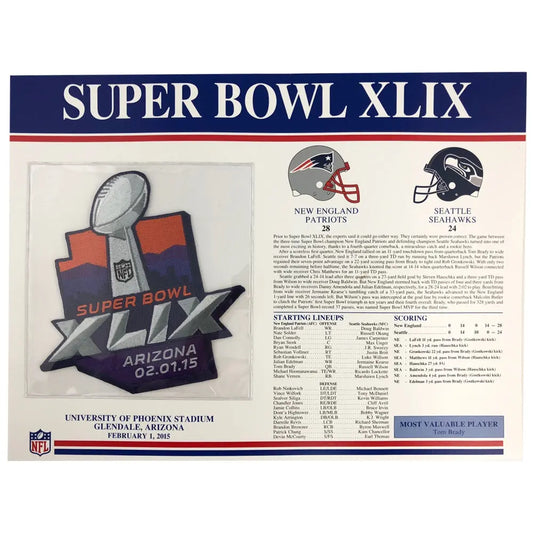 2015 NFL Super Bowl XLIX Willabee & Ward Patch (New England Patriots Seattle Seahawks) 