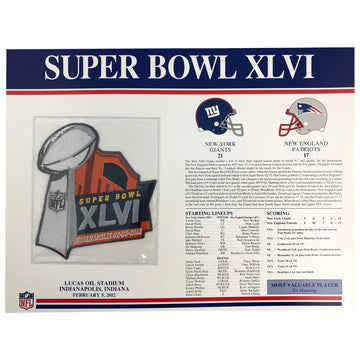 2012 NFL Super Bowl XLVI 46 Willabee & Ward Patch (New York Giants New England Patriots) 