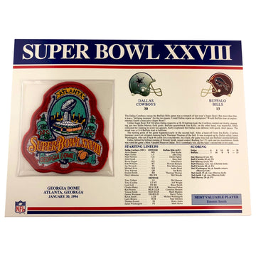 1994 NFL Super Bowl XXVIII Logo Willabee & Ward Patch (Dallas Cowboys vs. Buffalo Bills) 