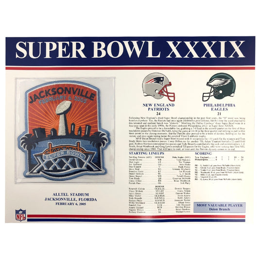 2005 NFL Super Bowl XXXIX Logo Willabee & Ward Patch (New England Patriots vs. Philadelphia Eagles) 