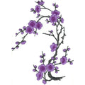 Violet Cherry Blossom Flowers Embroidered Iron on Patch 