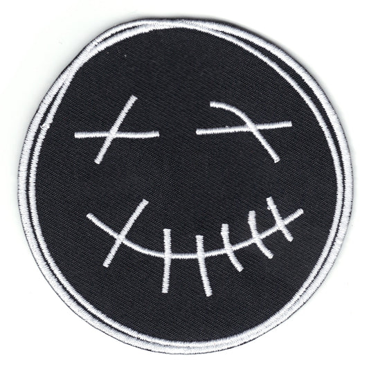 Smiling Dead Happy Face Emoji Iron On Patch 