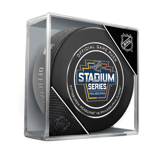 Official 2019 NHL Stadium Series Game Puck In Case Philadelphia Flyers Pittsburgh Penguins 