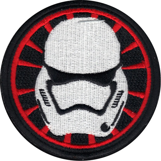 Star Wars Round Stormtrooper Helmet Iron On Patch (Black Border) 
