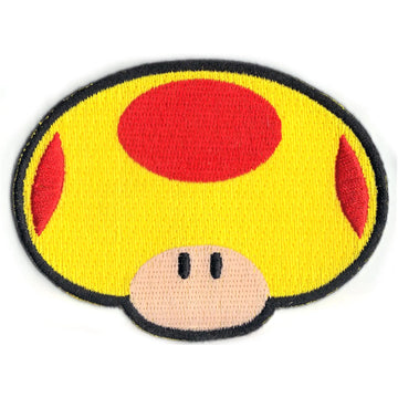 Nintendo Super Mario Game Yellow Mega Mushroom Iron On Patch 