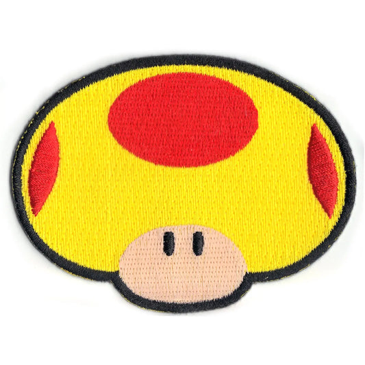 Nintendo Super Mario Game Yellow Mega Mushroom Iron On Patch 