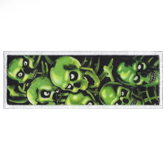 Green Skull Pile Box Box Logo Print Iron On Foto Patch 