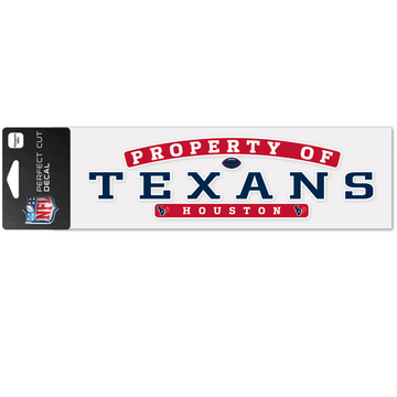 Houston Texans 'Property of'  Logo & Word Mark Perfect Cut Decal 3"T x 10"W 