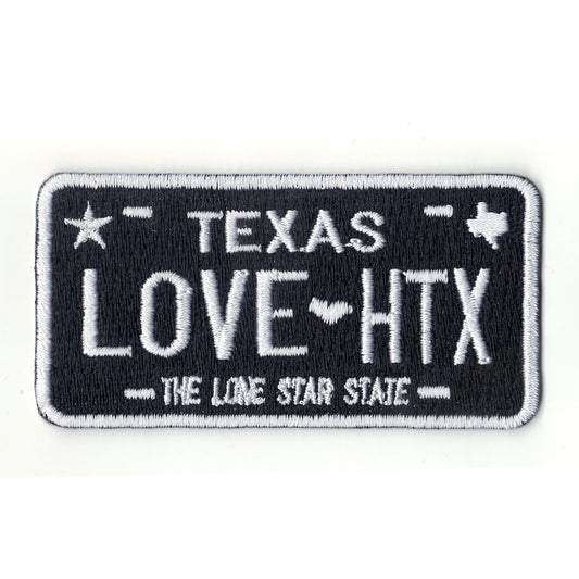 Houston Texas Black License Plate Logo "LOVE HTX" Iron On Patch 