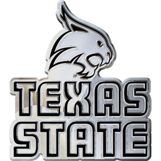 Texas State Bobcats Logo Chrome Premium Solid Metal Car Auto Emblem 