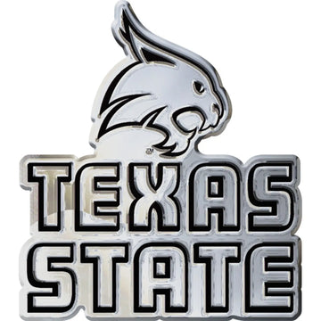 Texas State Bobcats Logo Chrome Premium Solid Metal Car Auto Emblem 