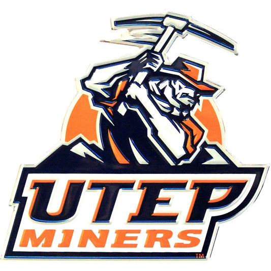 UTEP Miners Colored Aluminum Car Auto Emblem 