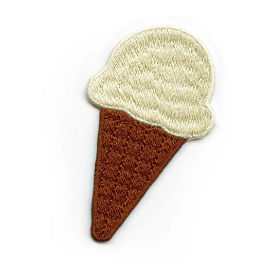 Vanilla Ice Cream Cone Iron On Embroidered Patch 