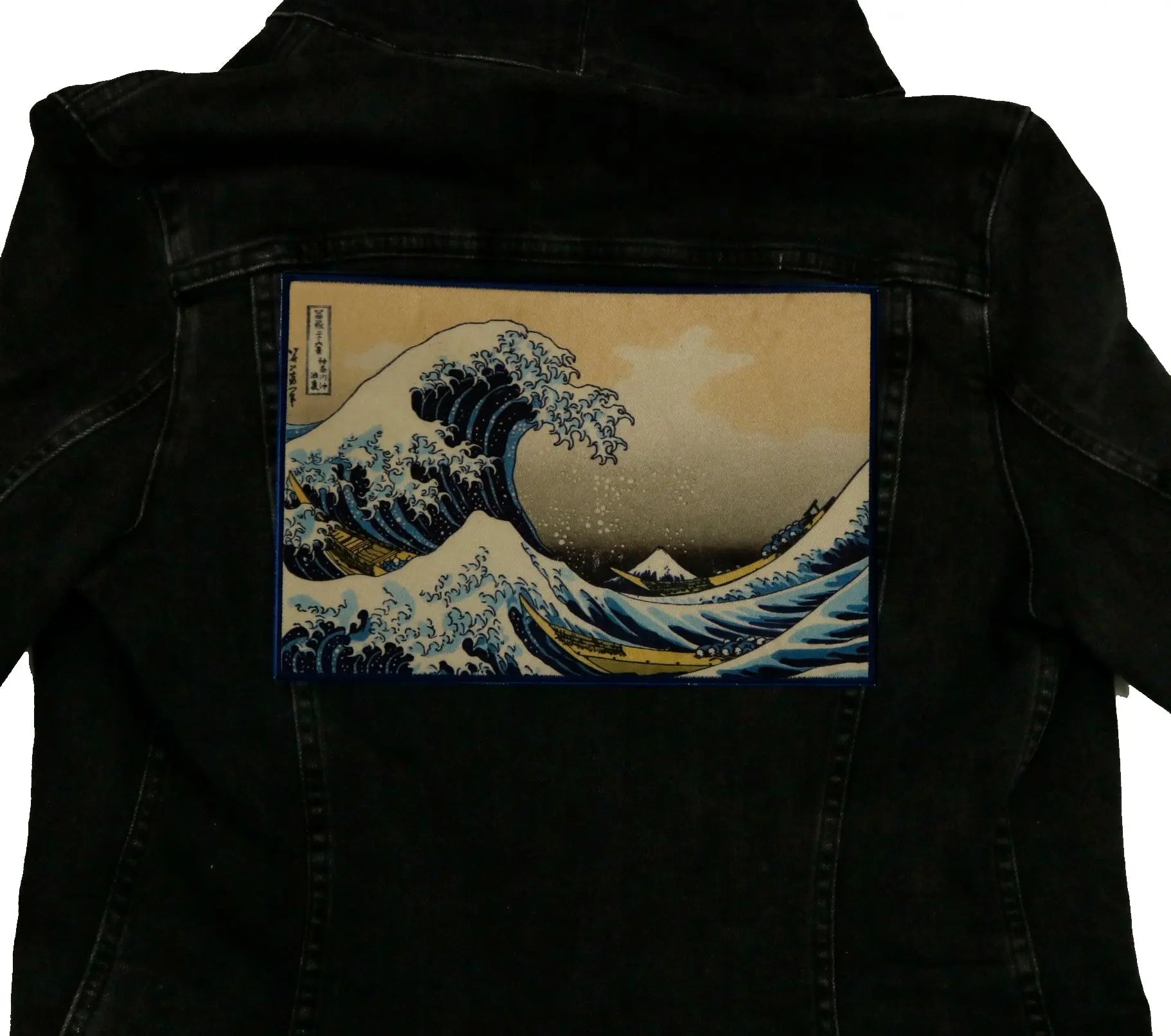 The Great Wave FotoPatch (Blue Border) XL Embroidered Iron On 