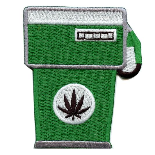 Green Weed Gas Pump Emoji Iron On Embroidered Patch 