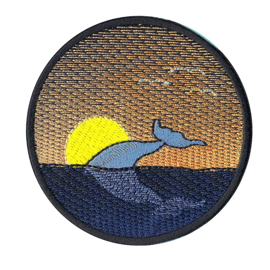 Whale Sunset Iron On Patch 