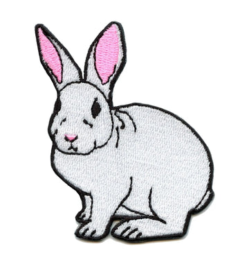 White Rabbit Embroidered Iron On Patch 