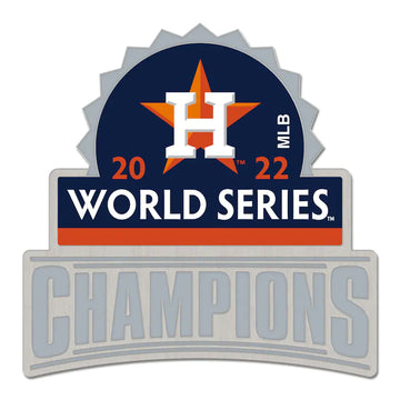 2022 World Series Champions Houston Astros MLB Glove Sculpture and Beveled Glass Panel Adorned with A Full-Color Montage and World Series Logo 