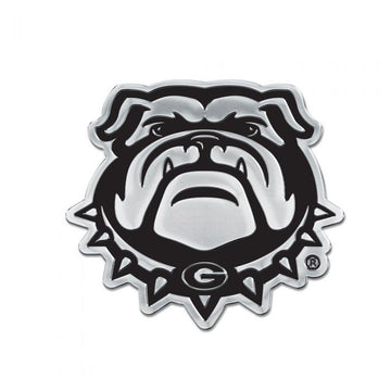 Georgia Bulldogs Mascot Premium Solid Metal Chrome Plated Car Auto Emblem 