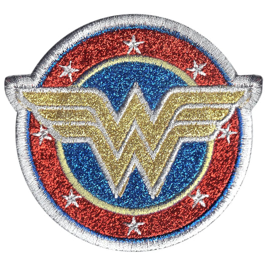DC Comics Wonder Woman Gold Shield With Glitter Iron On Patch 