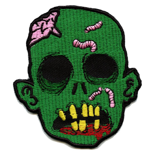Creepy Green Rotting Zombie Head Embroidered Iron On Patch 